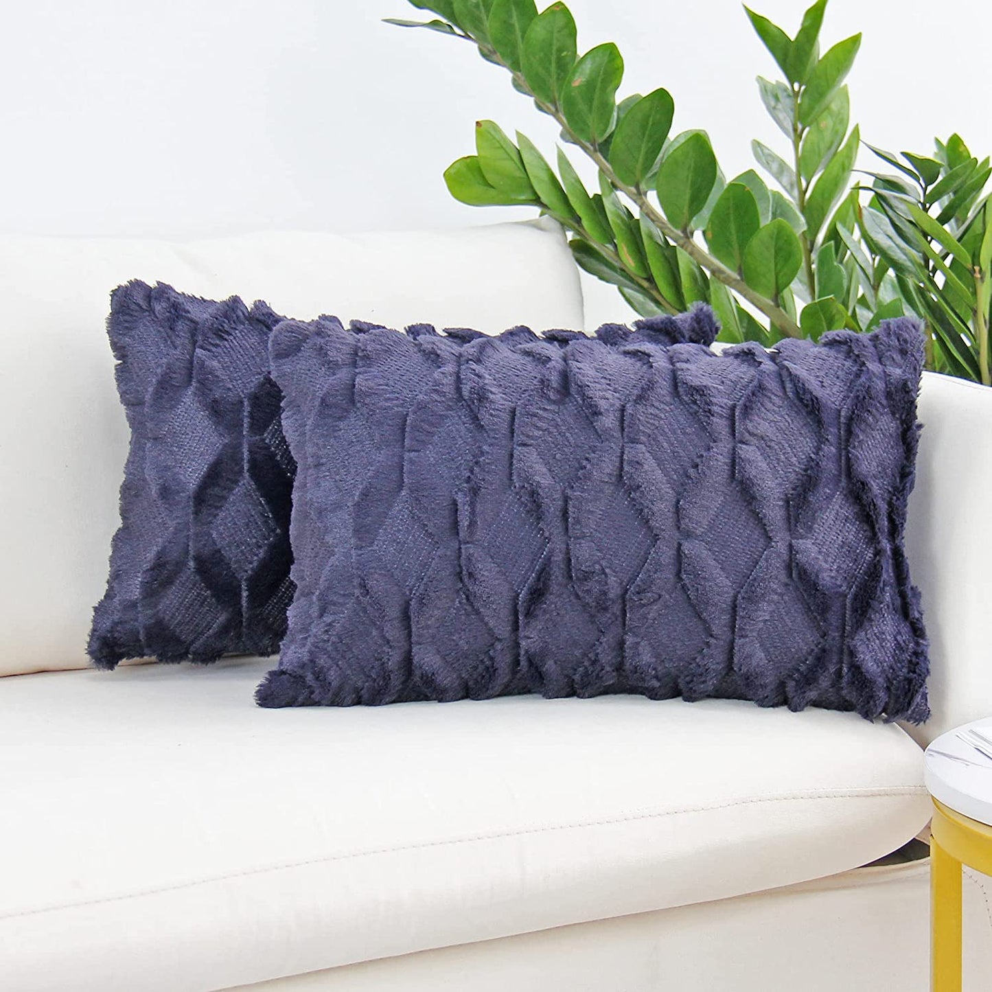 Rectangular Lumbar Plush Throw Pillow Covers, Pack of 2 Luxury Soft Pillowcases, Solid Colors, (With/Without Inserts) 12x20 inch