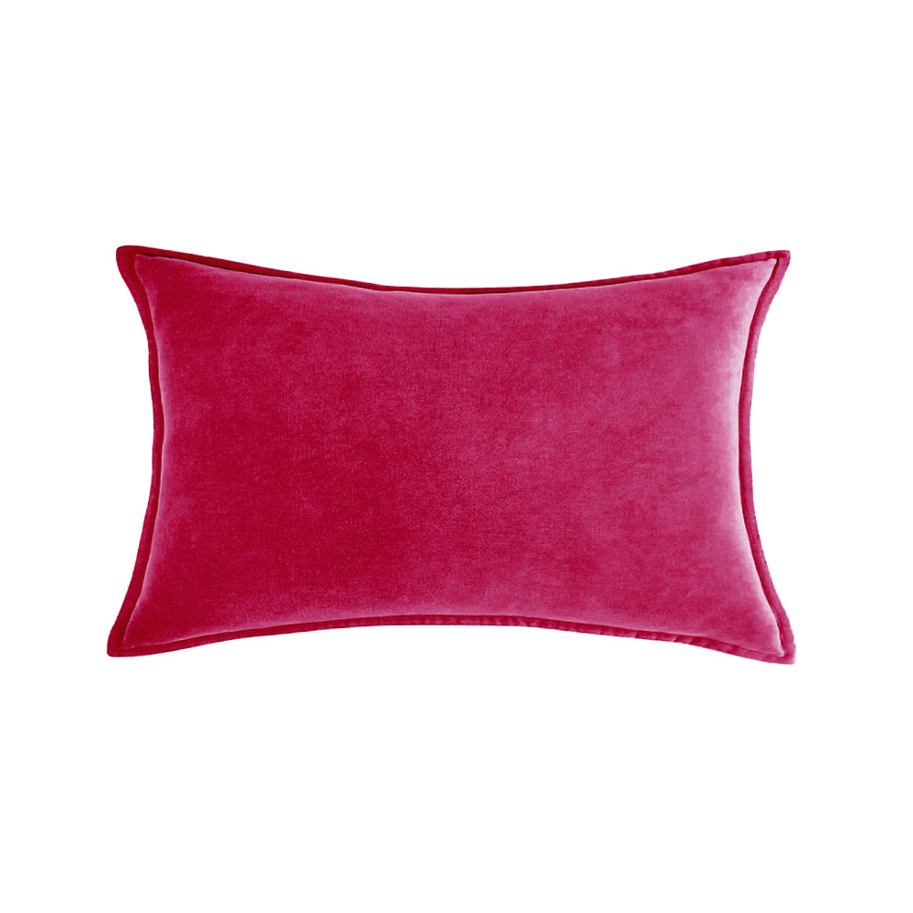Luxe velvet lumbar pillow 19 colors classic flange edge elegant solid color accent insert included 12"x20"