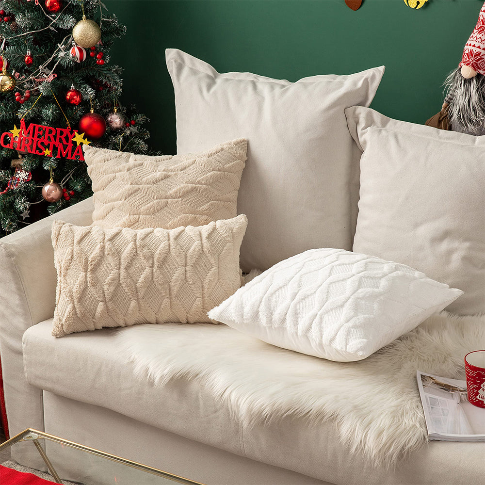 18"x18" tufted diamond plush throw pillow | 12 colors soft faux fur texture | modern geometric accent | insert included