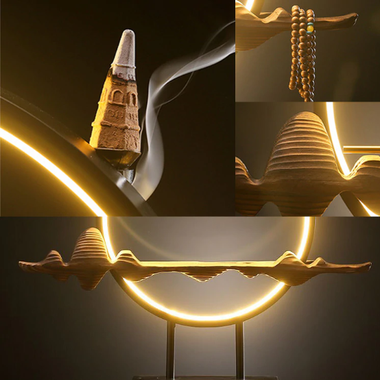 Monkey King Mountain Backflow Incense Burner With Led Lamp