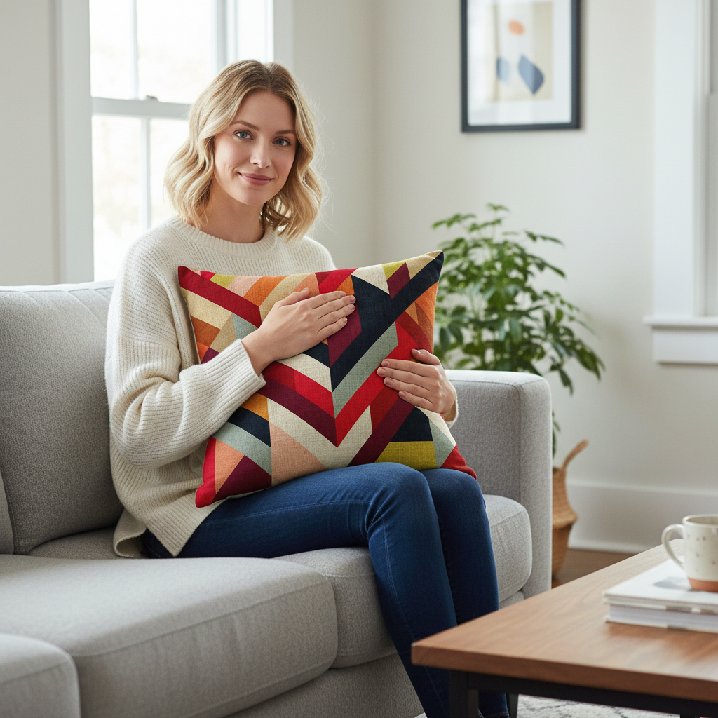 Set of 2 Square Geometric Pattern Throw Pillow (With or Without Inserts) size 18"x18"