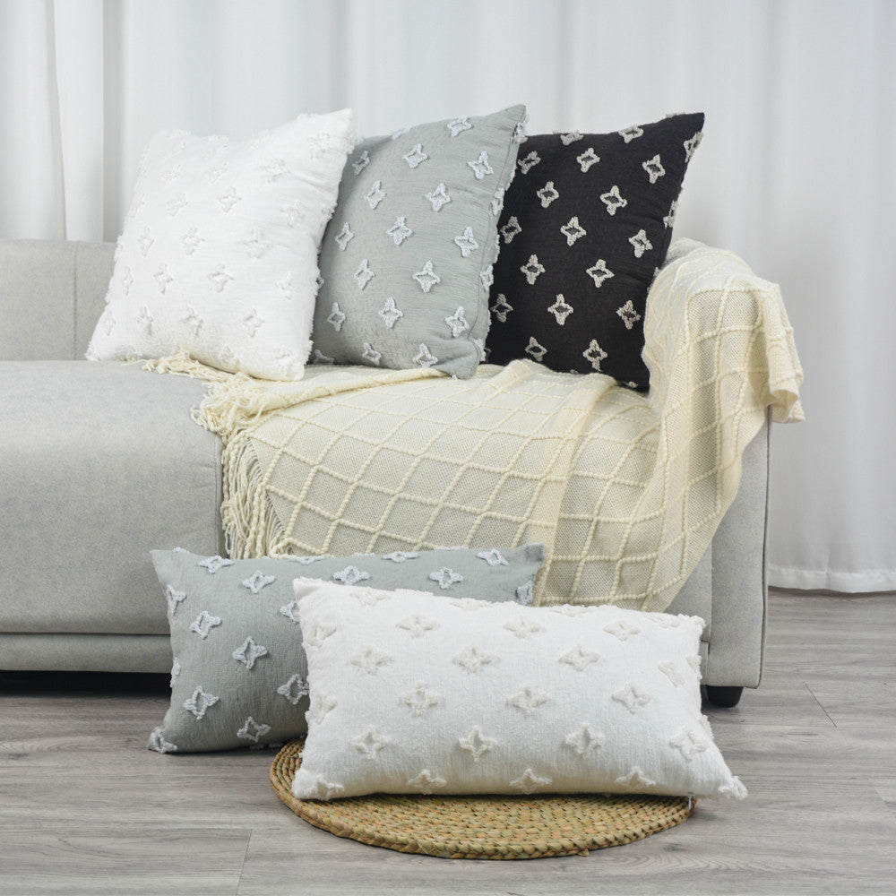 Flower Tufted Pillow Embroidered Daisy flower Pillow (With/Without Inserts)18x18 inches, pack of 2 throw pillows