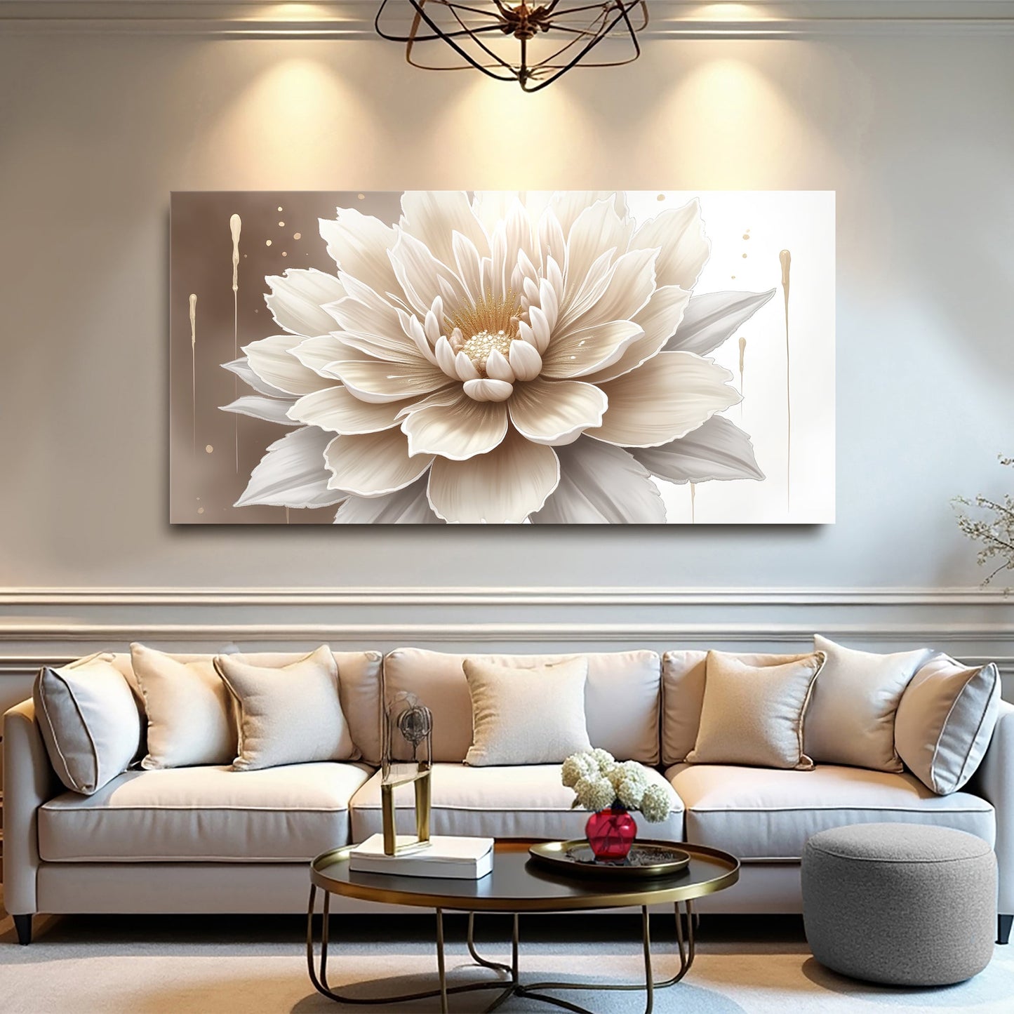 Single Beige Flower Abstract Wall Art