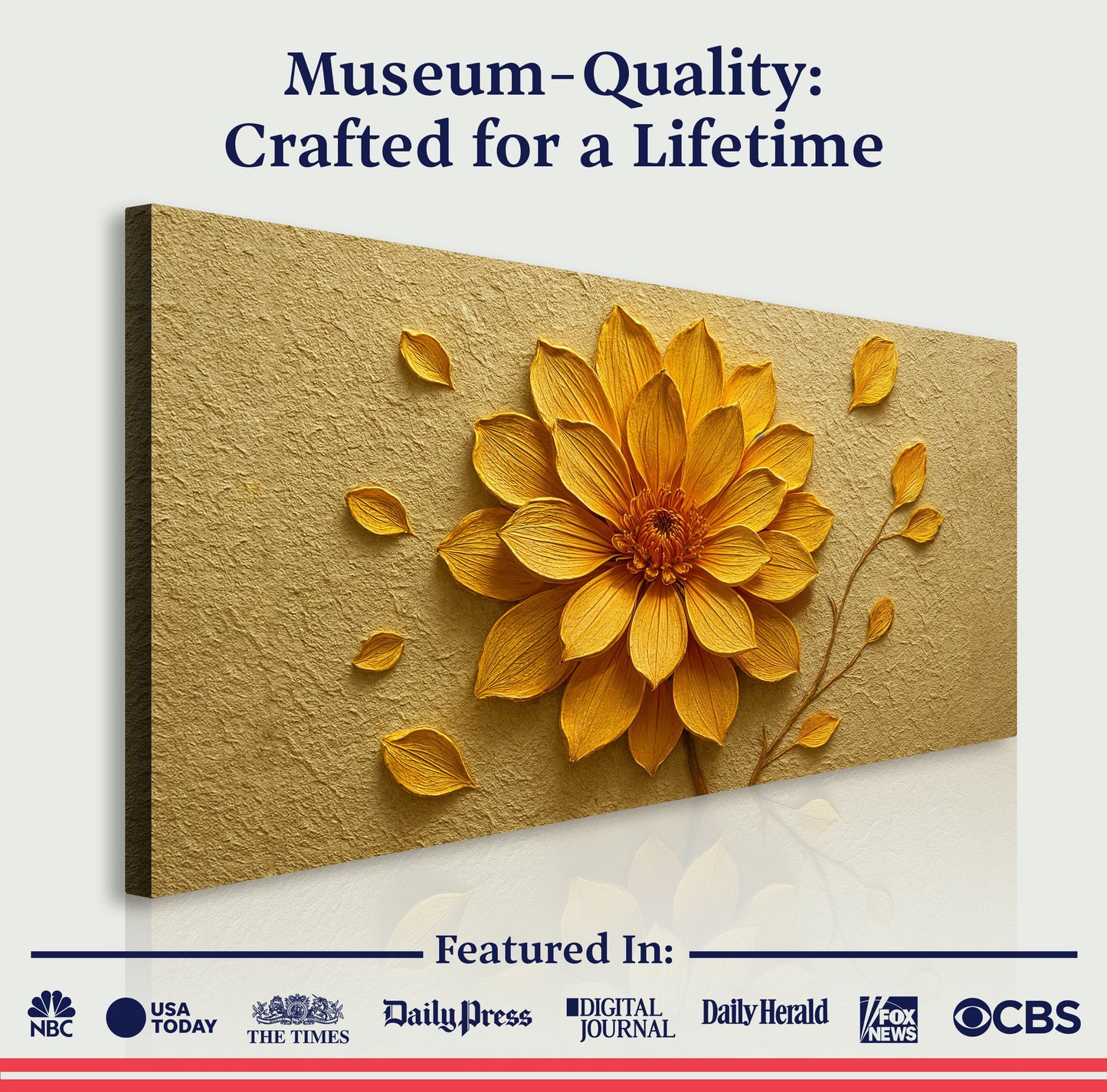 Golden Dandelion Minimalist Abstract Wall Art IV