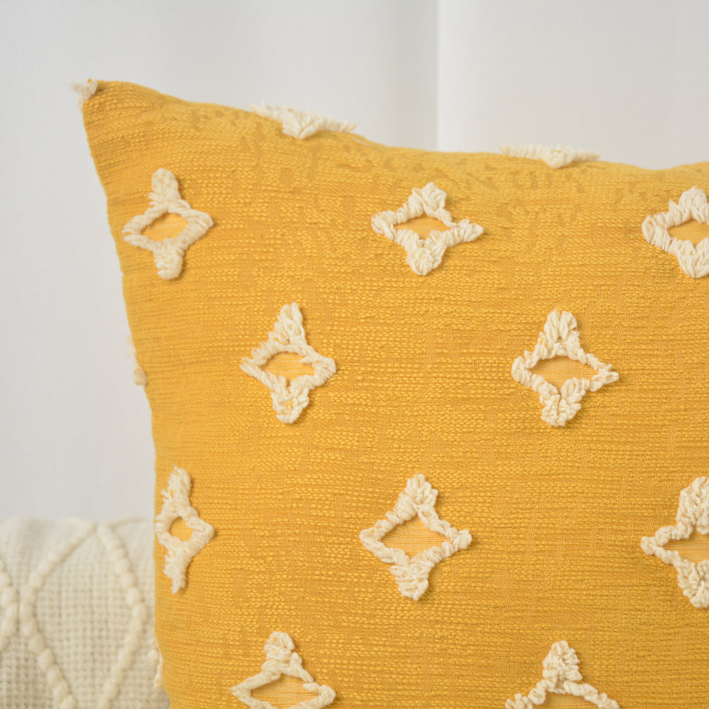 Rectangular Flower Tufted Pillow Daisy flower Lumbar Throw Pillow (With/Without Inserts) 12x20 inches, pack of 2 throw pillows