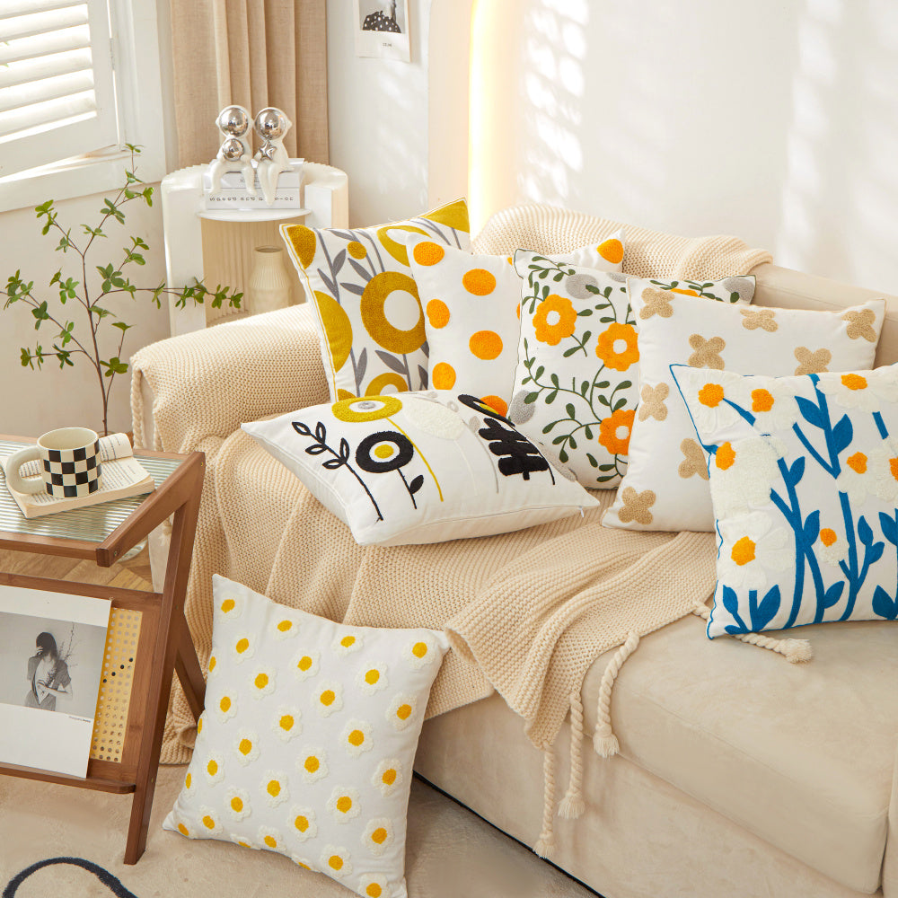 18"x18" Sunshine Blossom Whimsical Floral FULL set of Throw Pillow with insert