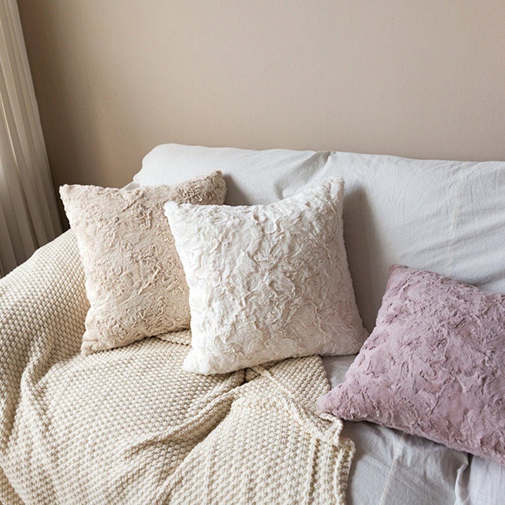 Pack of 2 Double sides furry throw pillow case and insert great to snuggle size 18"x18"