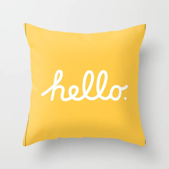 Yellow Cartoon Checkered Cushion Cover for Home Decor