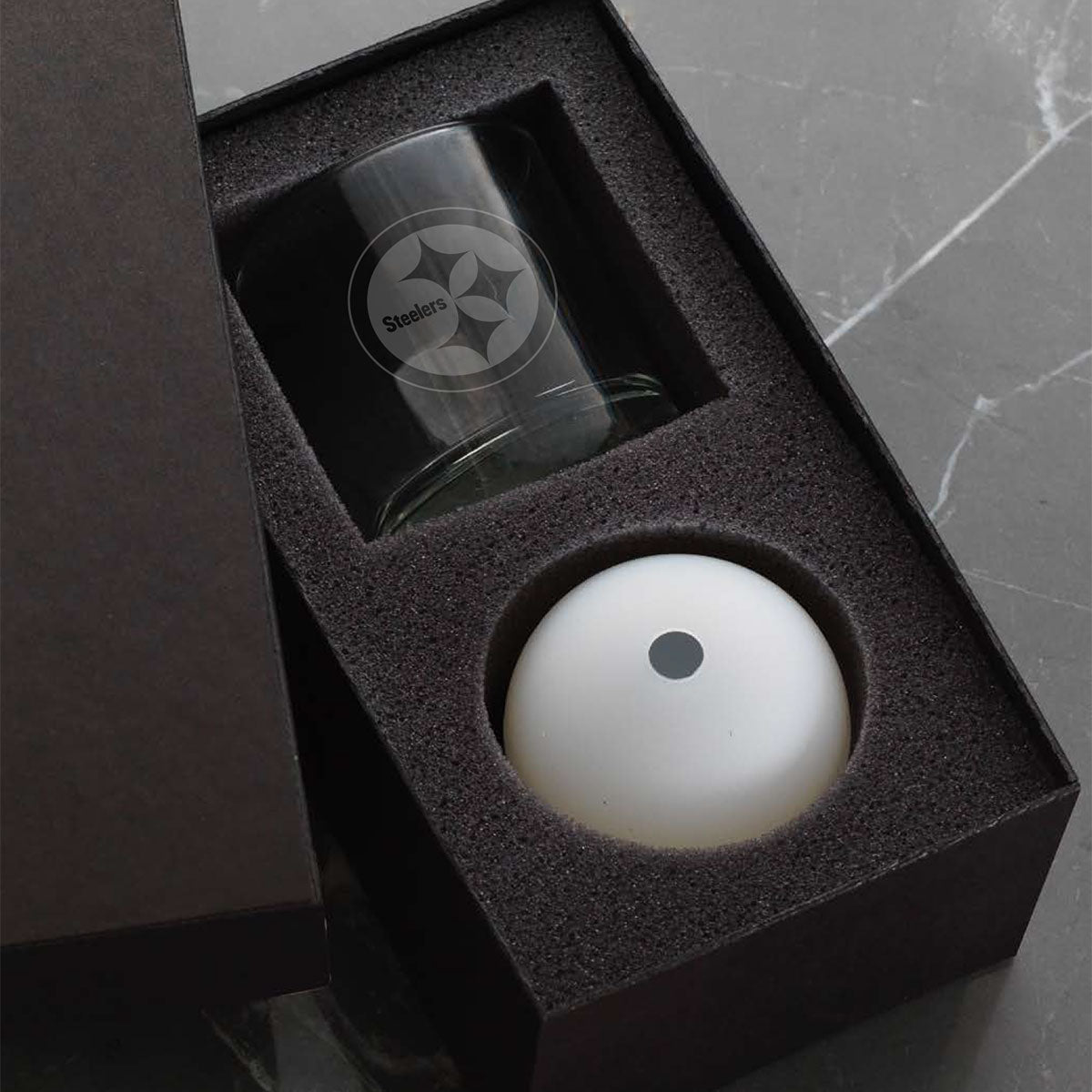 Pittsburgh Steelers Etched Rocks Glass & Ice Mold Gift Set