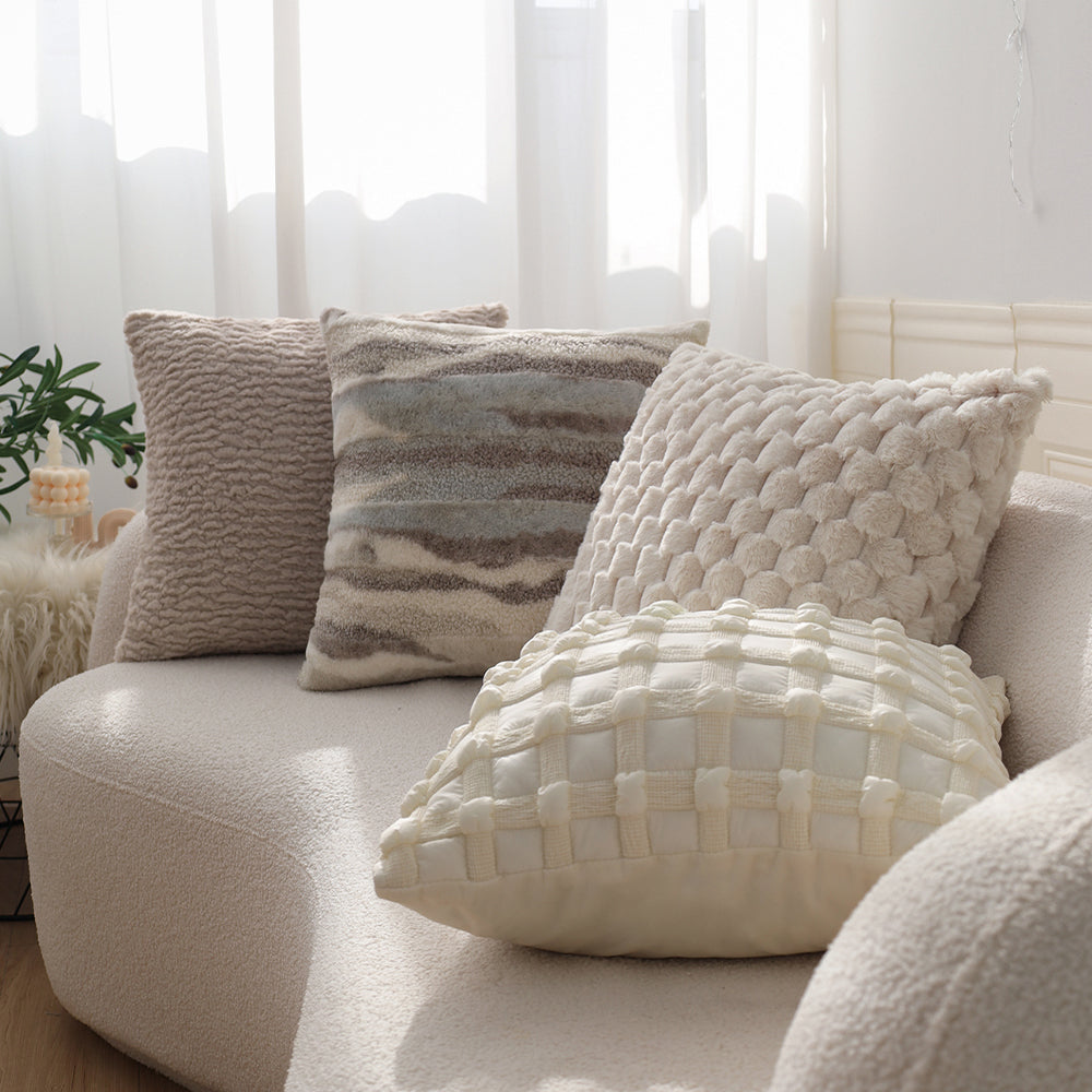 Combo Set of 4 Throw Pillow Covers AND Inserts mixed well styles one of each size 18"x18