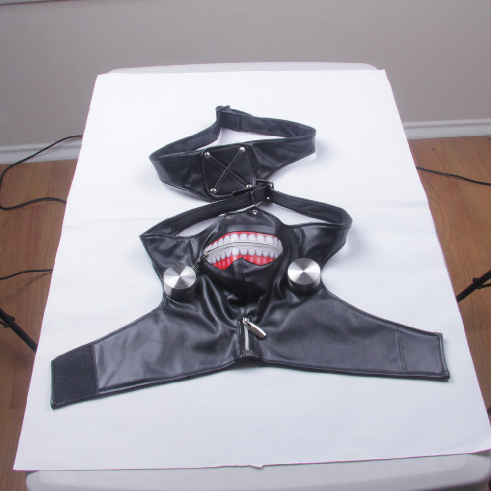 New anime tokyo ghoul cosplay prop zipper pu adjustable mask
