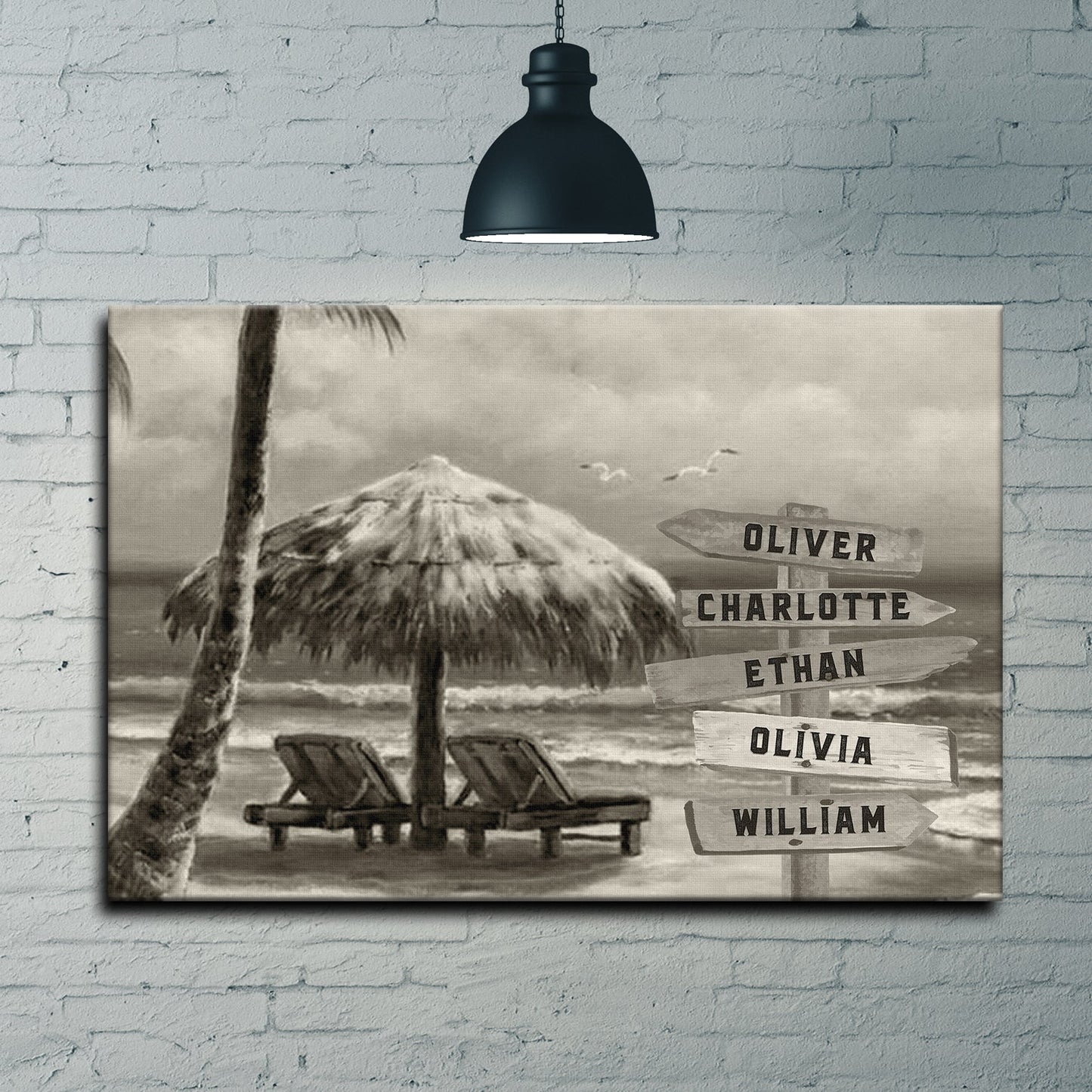 Monochrome Beach Name Sign