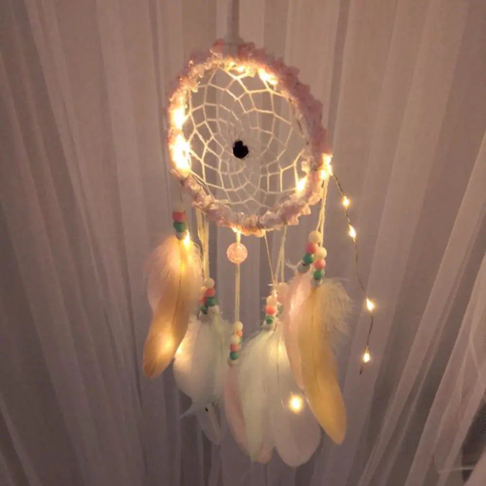 Creative Feather Dreamcatcher with Flower and Cloud Lights