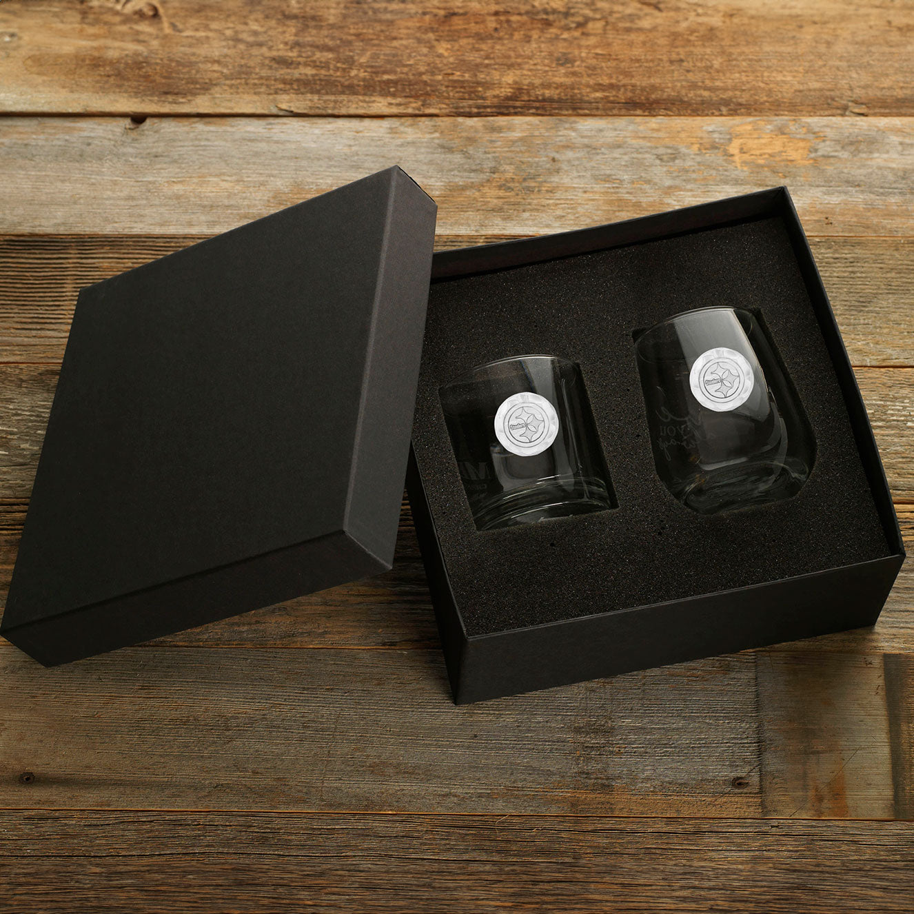 Pittsburgh Steelers 2-Piece Rocks and Wine Glass Set