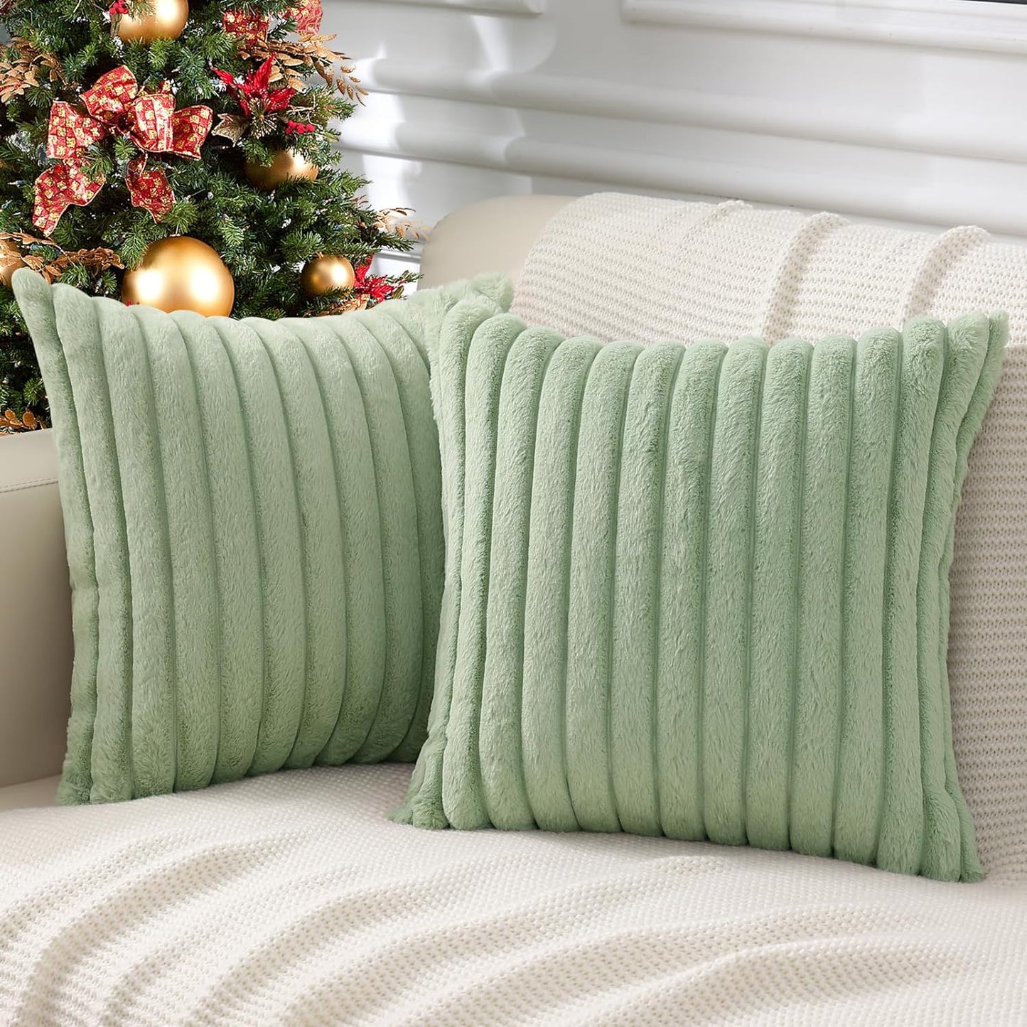 Pack of 2 Polyester Blend Throw Square Pillow Cover & Insert reversible sides, removable cover size 18x18 inch