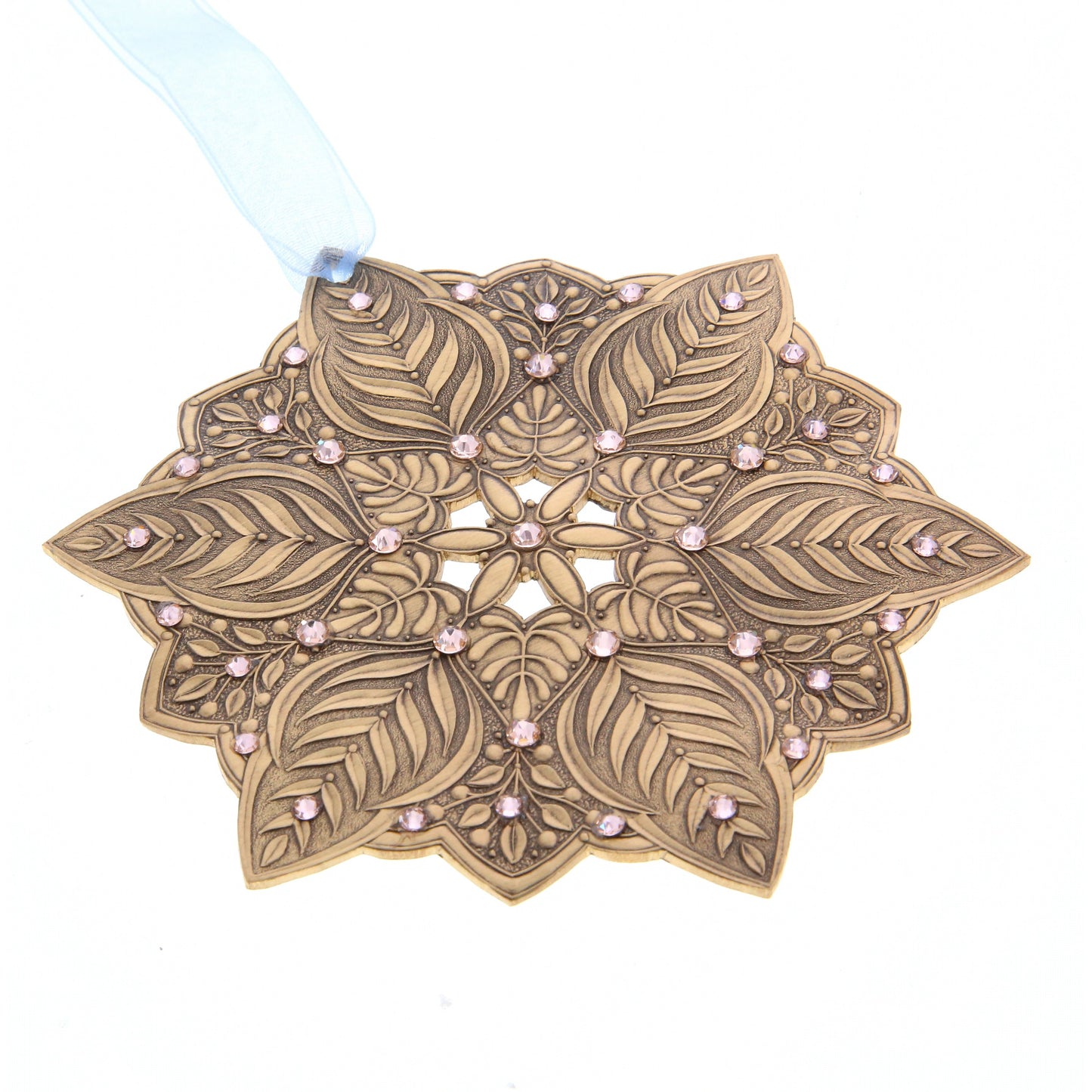 Snow Crystal Winter Greens Ornament (Bronze)