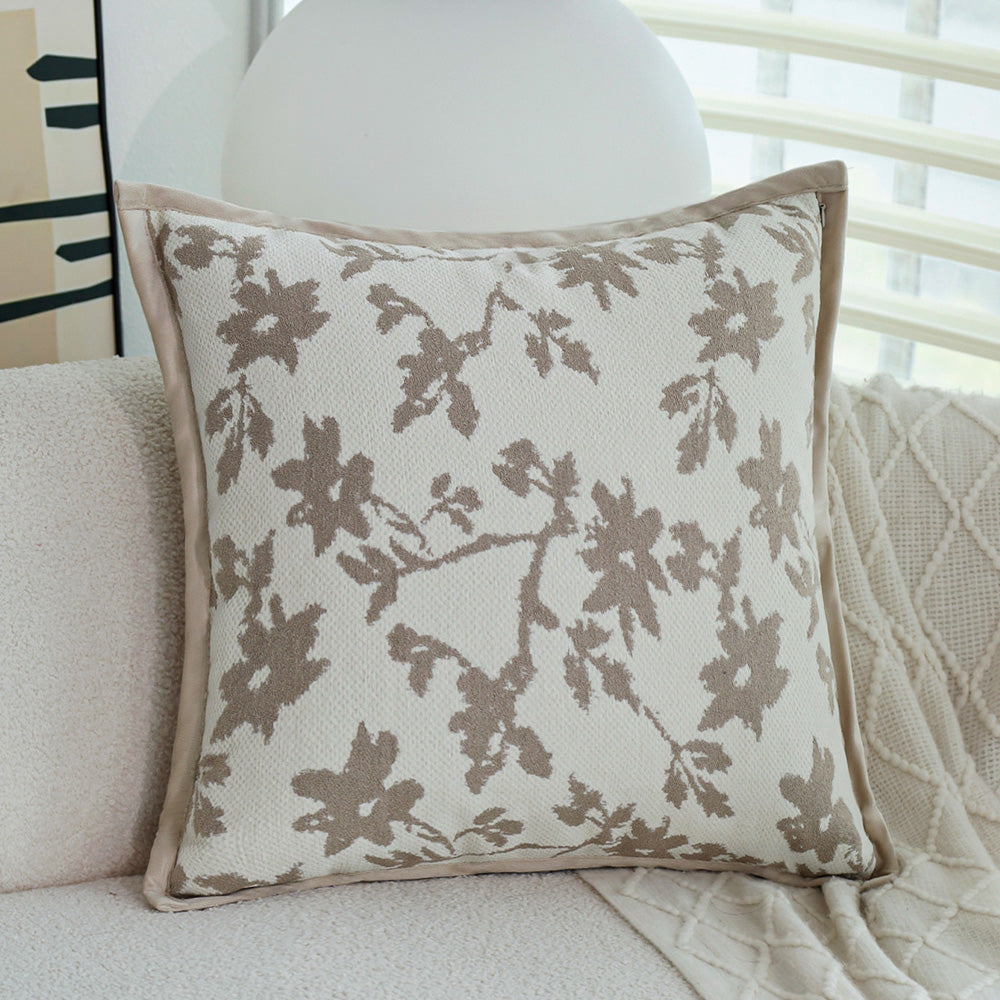 18" x18" Square Throw Pillow Jacquard Floral Chenille 2 sizes of Insert options