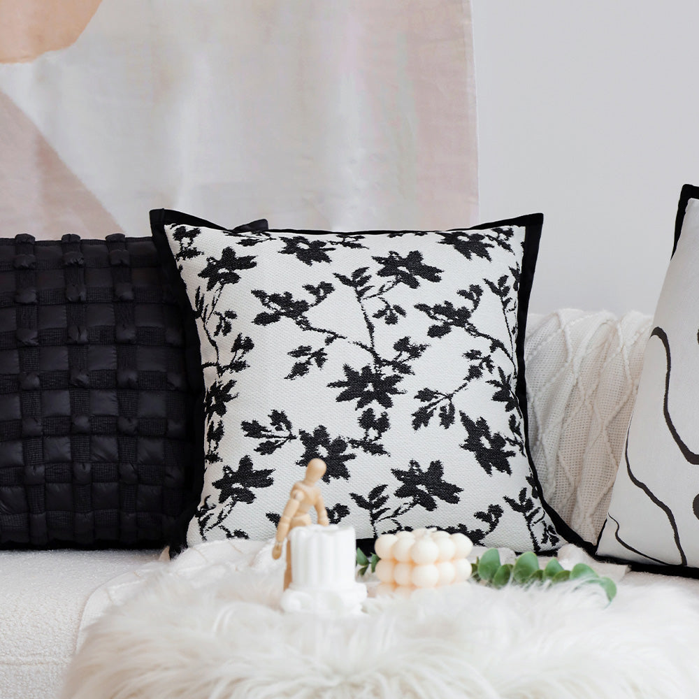 18" x18" Square Throw Pillow Jacquard Floral Chenille 2 sizes of Insert options