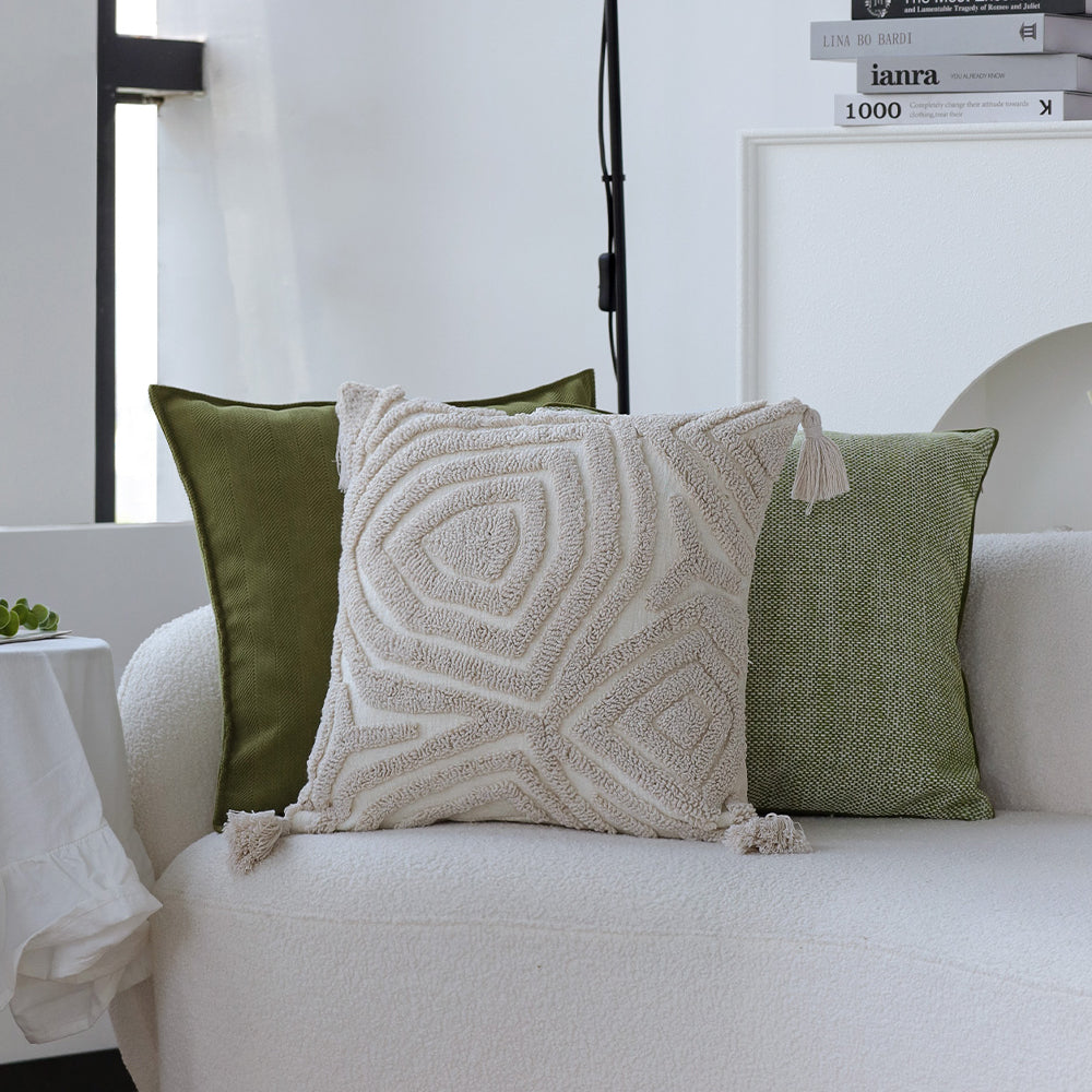 18"x 18" Square Throw Pillow Textured Chenille Boho size of 20"x20" Insert as optional