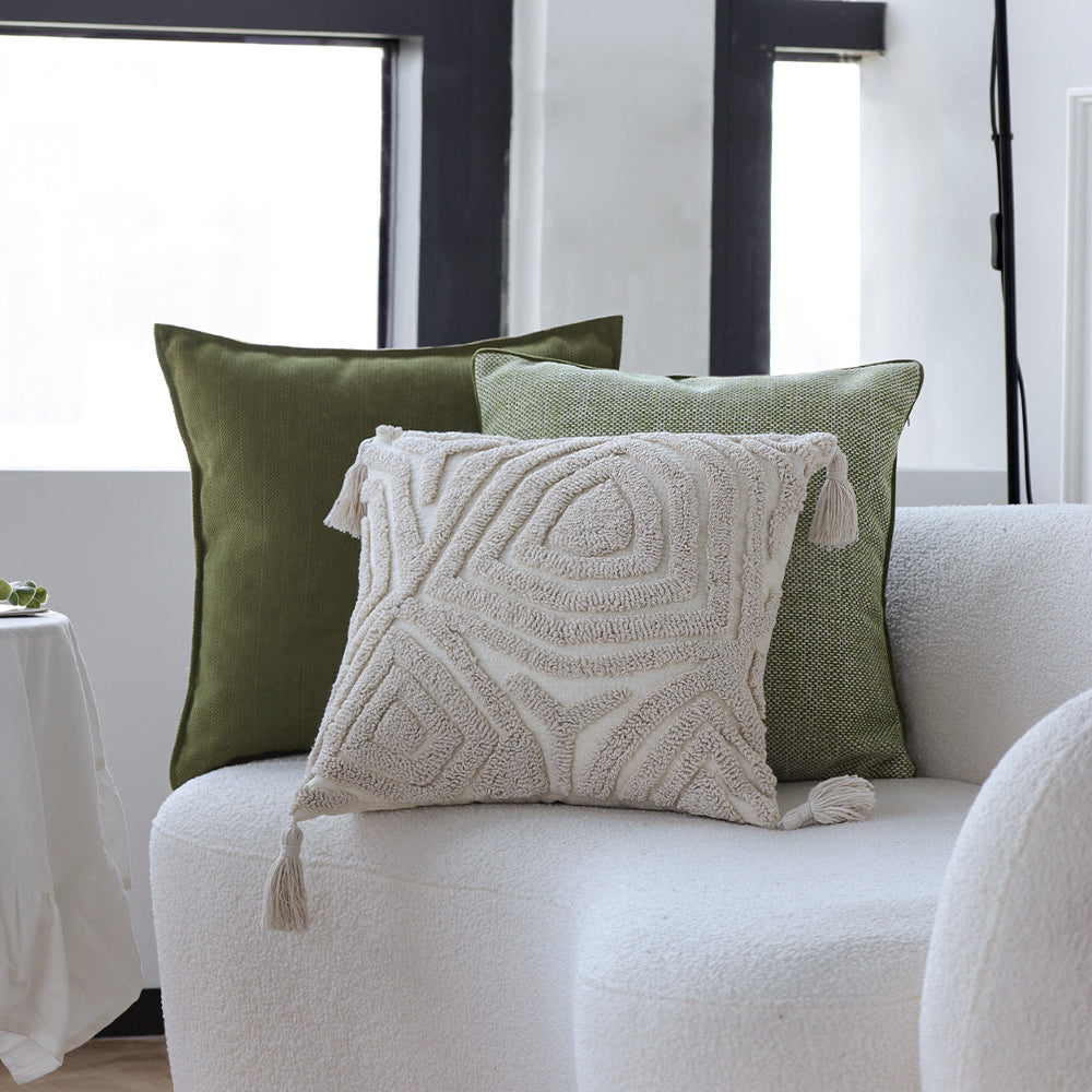 18"x 18" Square Throw Pillow Textured Chenille Boho size of 20"x20" Insert as optional