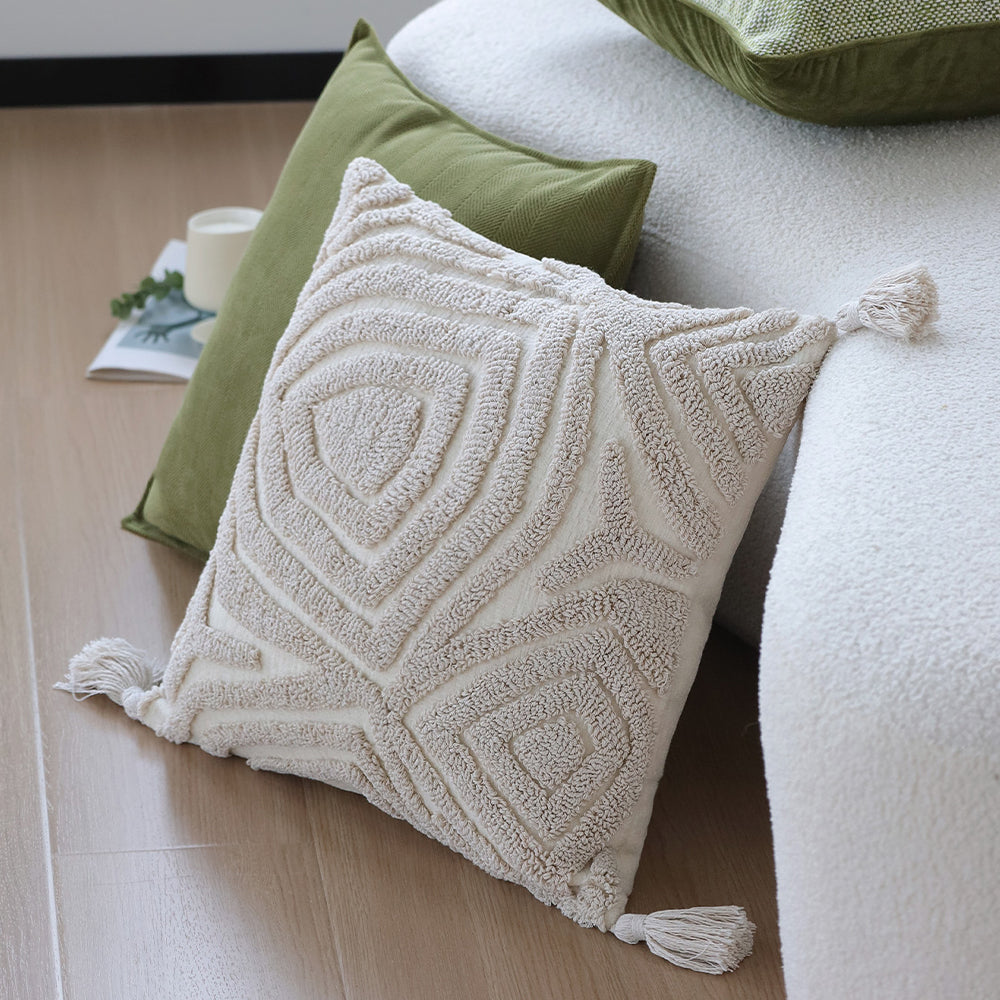 18"x 18" Square Throw Pillow Textured Chenille Boho size of 20"x20" Insert as optional