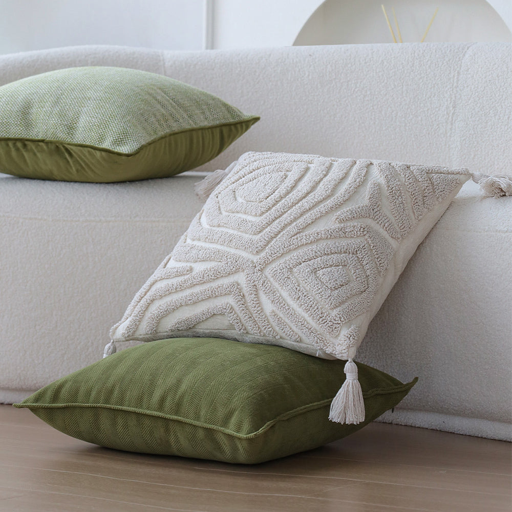 18"x 18" Square Throw Pillow Textured Chenille Boho size of 20"x20" Insert as optional