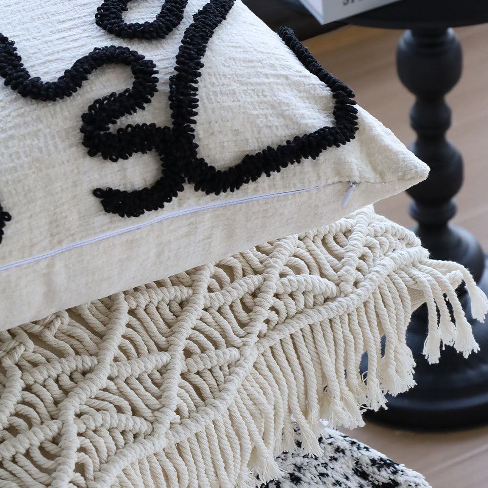 18"x 18" Square Throw Pillow Textured Chenille Boho size of 20"x20" Insert as optional