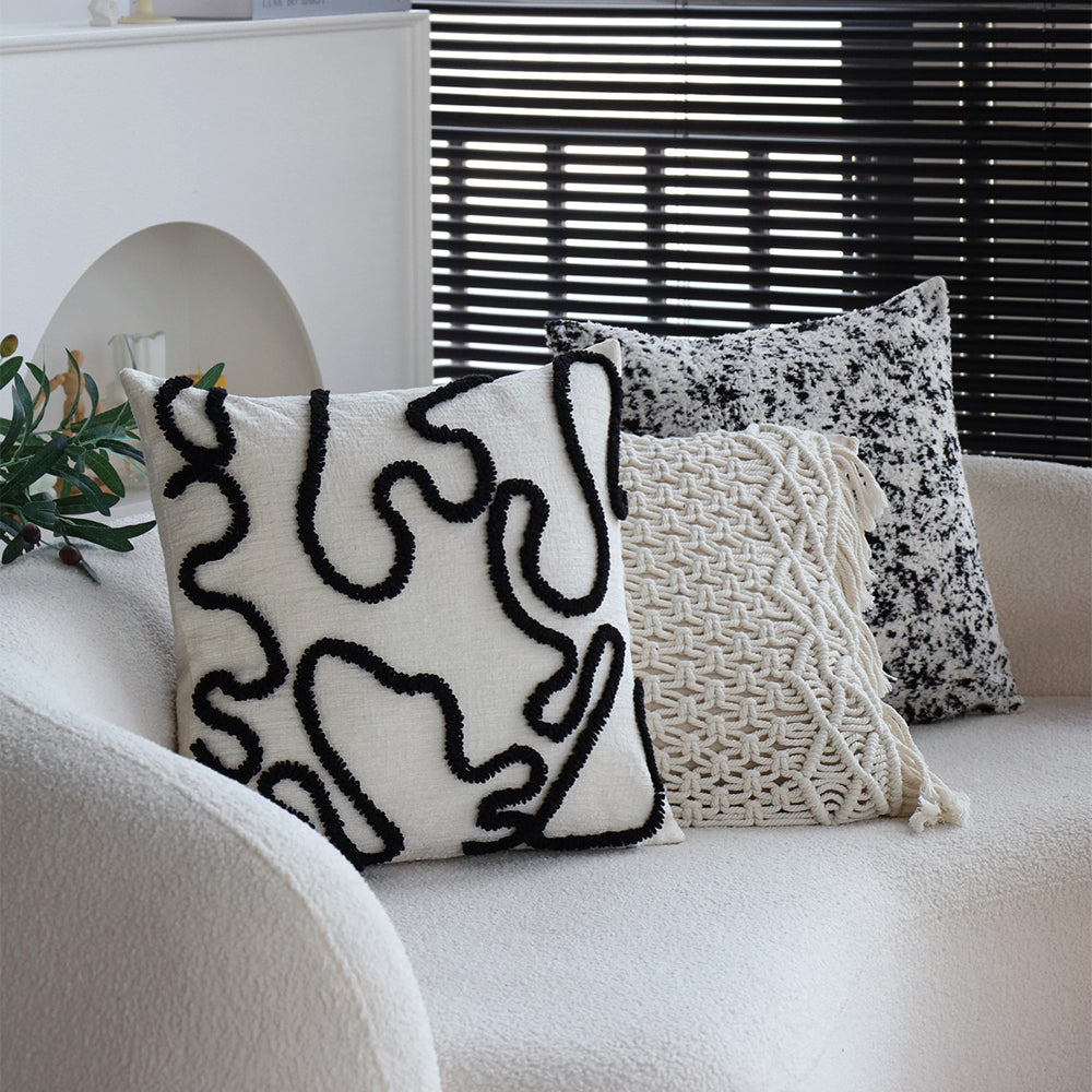 18"x 18" Square Throw Pillow Textured Chenille Boho size of 20"x20" Insert as optional