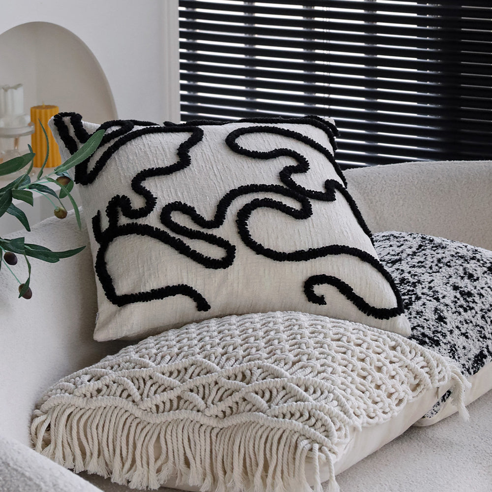 18"x 18" Square Throw Pillow Textured Chenille Boho size of 20"x20" Insert as optional