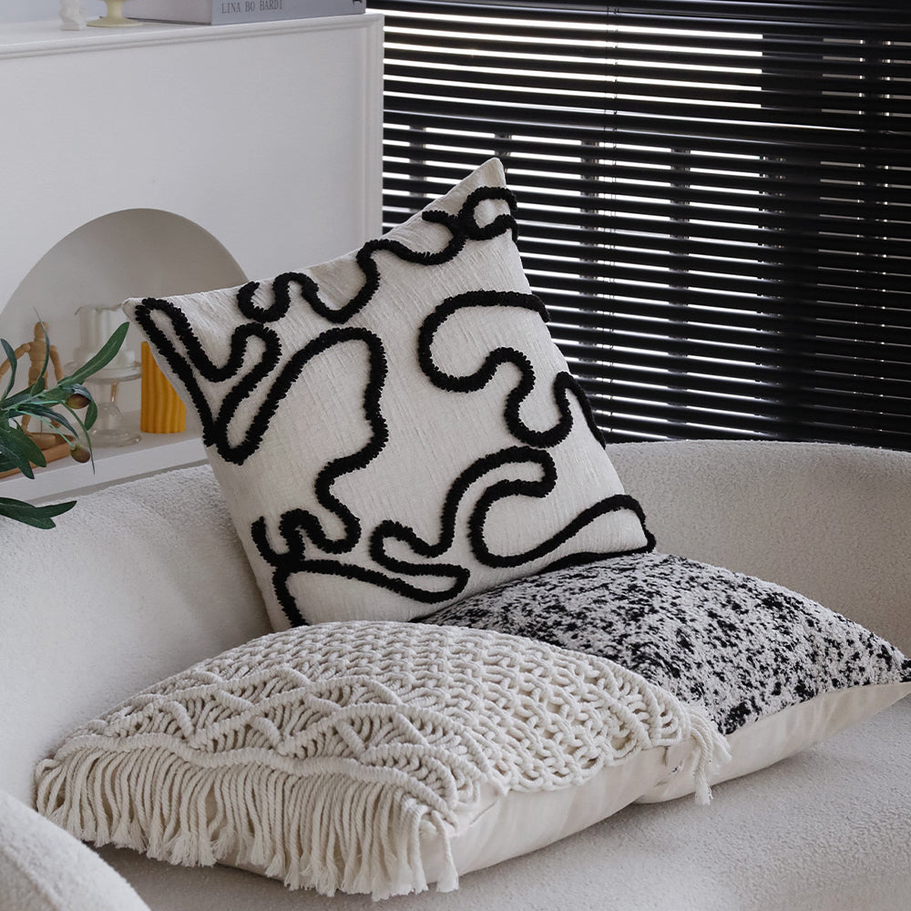 18"x 18" Square Throw Pillow Textured Chenille Boho size of 20"x20" Insert as optional