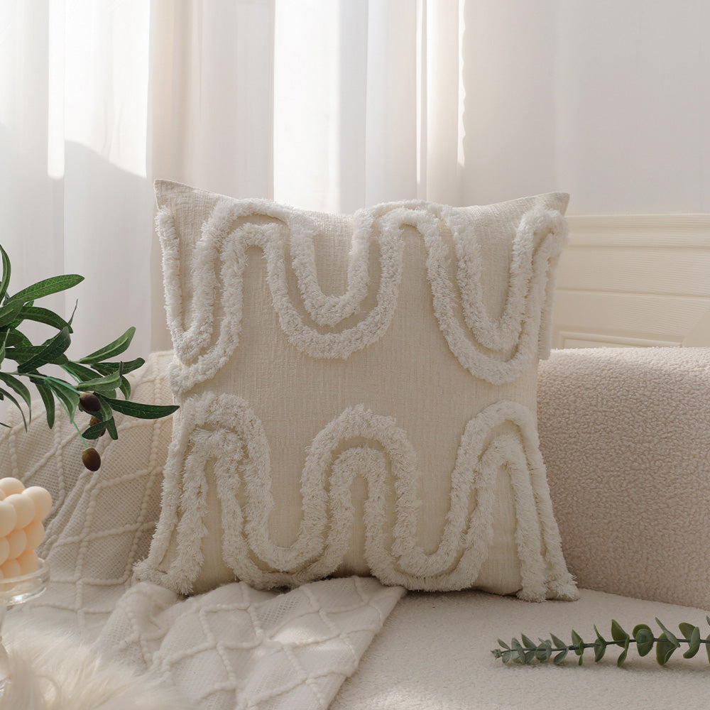 18"x 18" Square Throw Pillow Textured Chenille Boho size of 20"x20" Insert as optional