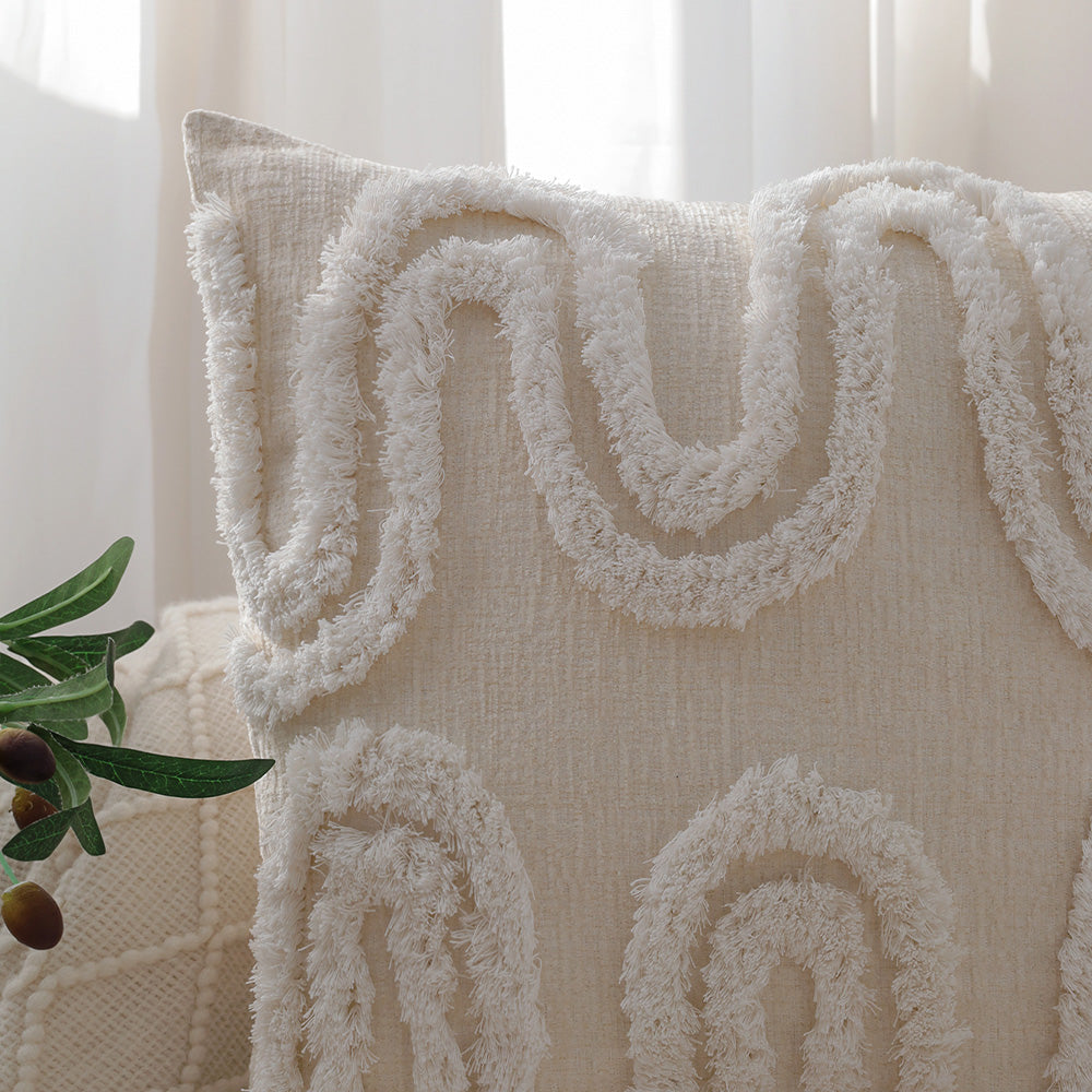 18"x 18" Square Throw Pillow Textured Chenille Boho size of 20"x20" Insert as optional