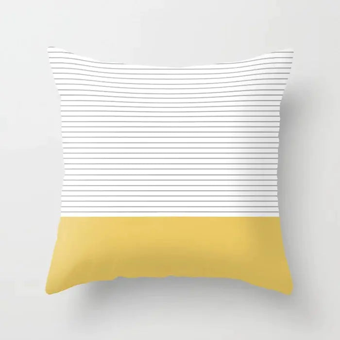 Yellow Cartoon Checkered Cushion Cover for Home Decor