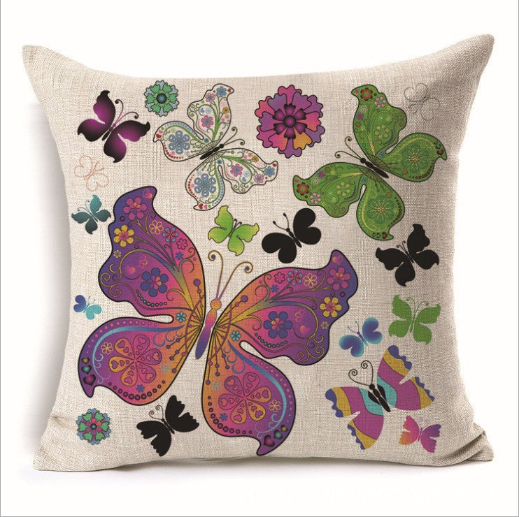 Square cloth pillow covers with butterfly images 18x18 inches, pack of 2 throw pillows covers (With or Without Inserts) 18"x18"