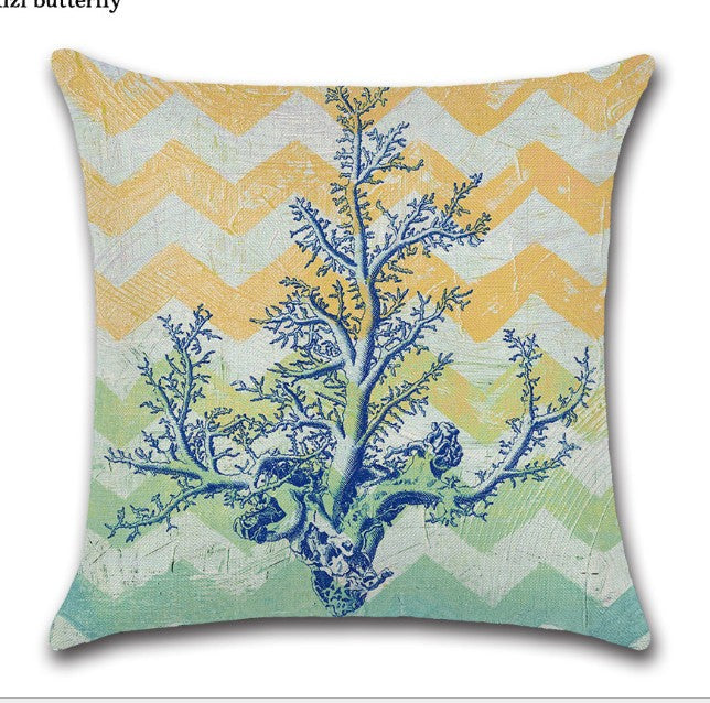 Set of 2 Square Cloth Throw Pillow Covers Ocean themes 18"x18"(With or Without Inserts)