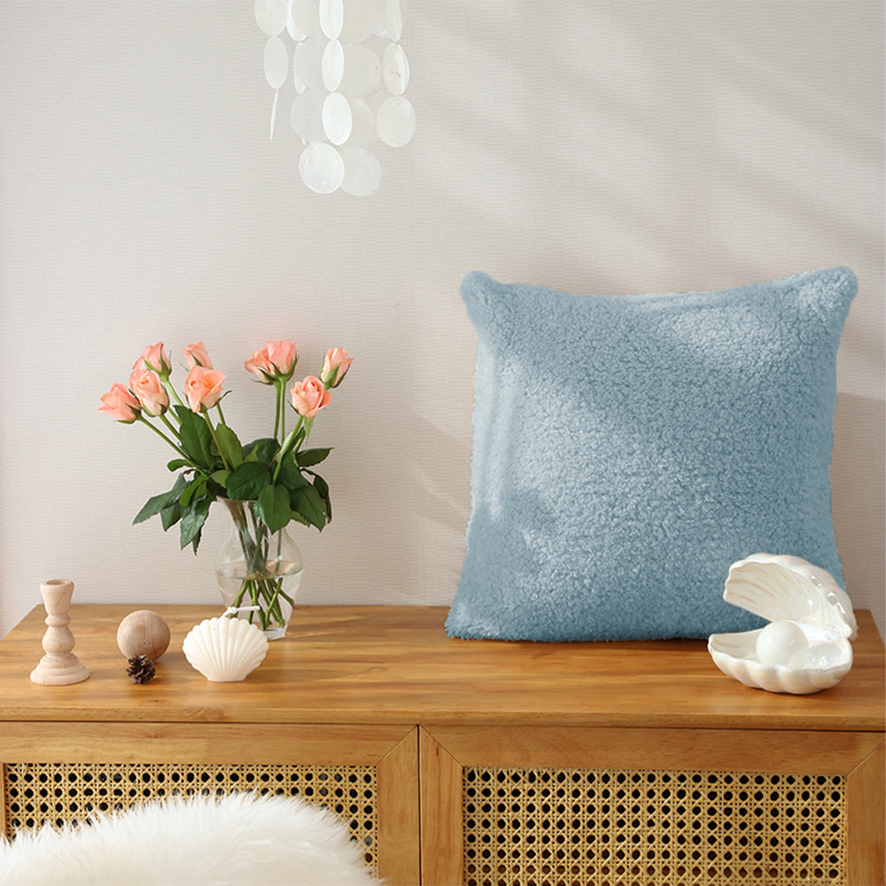 18"x18" Teddy Faux Fluffy Solid Color FULL set of Throw Pillow (With Insert)