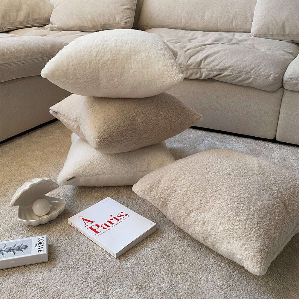 18"x18" Teddy Faux Fluffy Solid Color FULL set of Throw Pillow (With Insert)