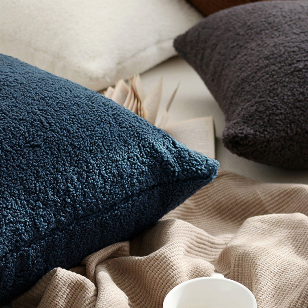 Set of 2 Teddy Faux Fluffy Solid Color Throw Pillows covers With Inserts as optional size 18"x18"