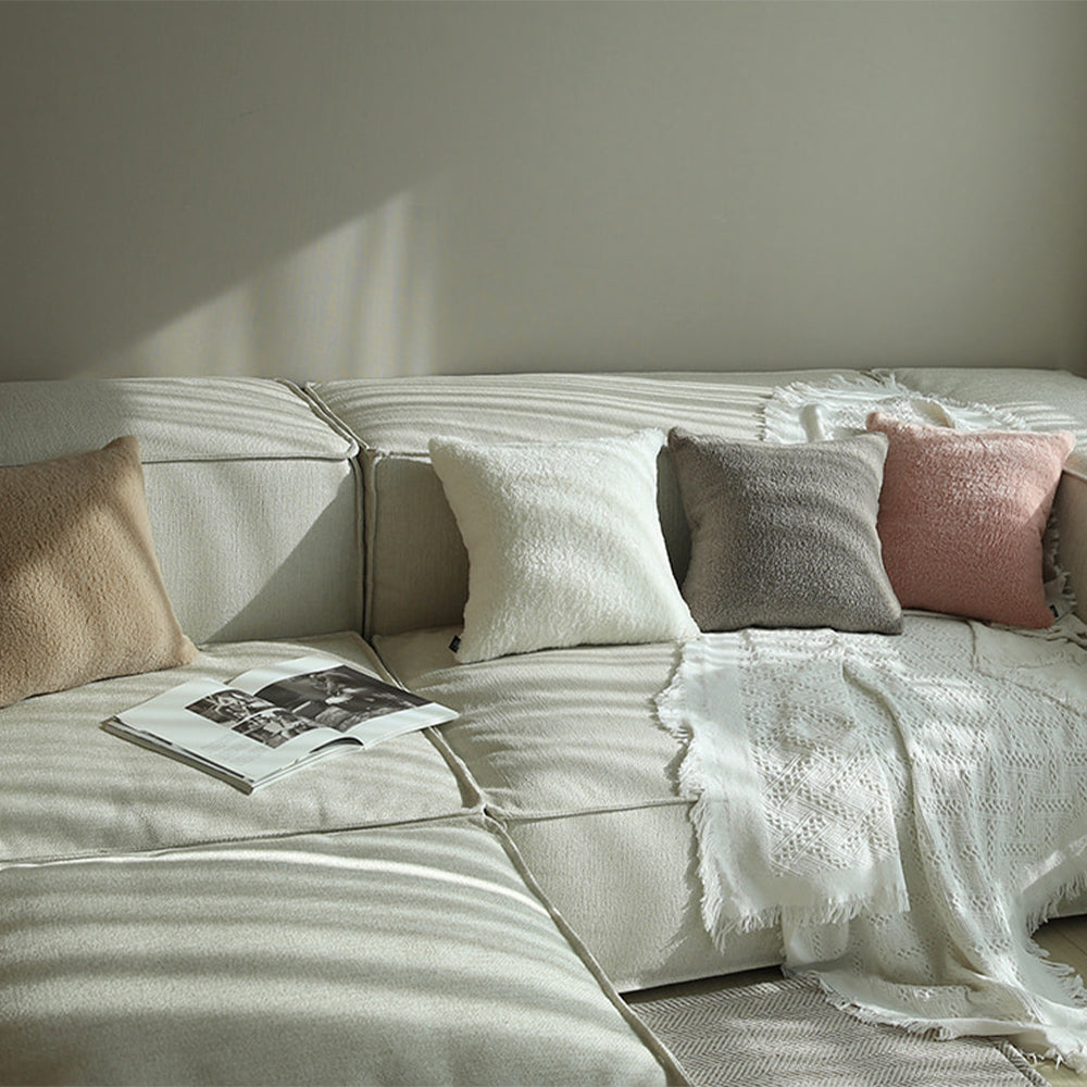 Set of 2 Teddy Faux Fluffy Solid Color Throw Pillows covers With Inserts as optional size 18"x18"