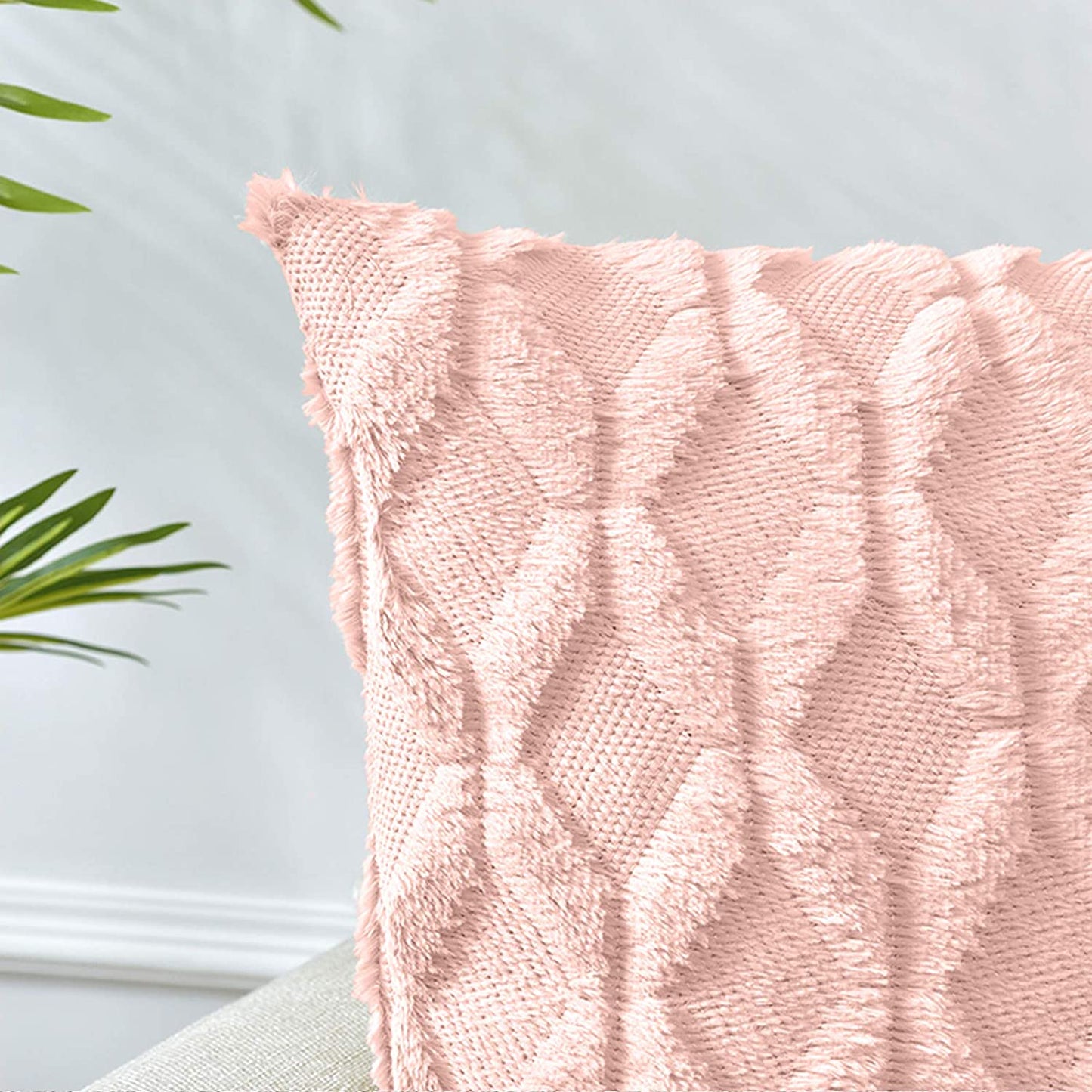 18"x18" tufted diamond plush throw pillow | 12 colors soft faux fur texture | modern geometric accent | insert included