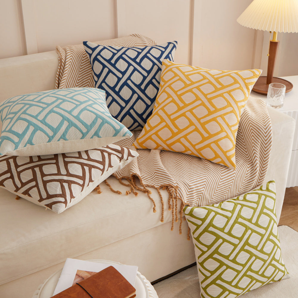 Geometric Links Accent Decorative Pillow (With/Without Inserts) 18"x18" Set of 2