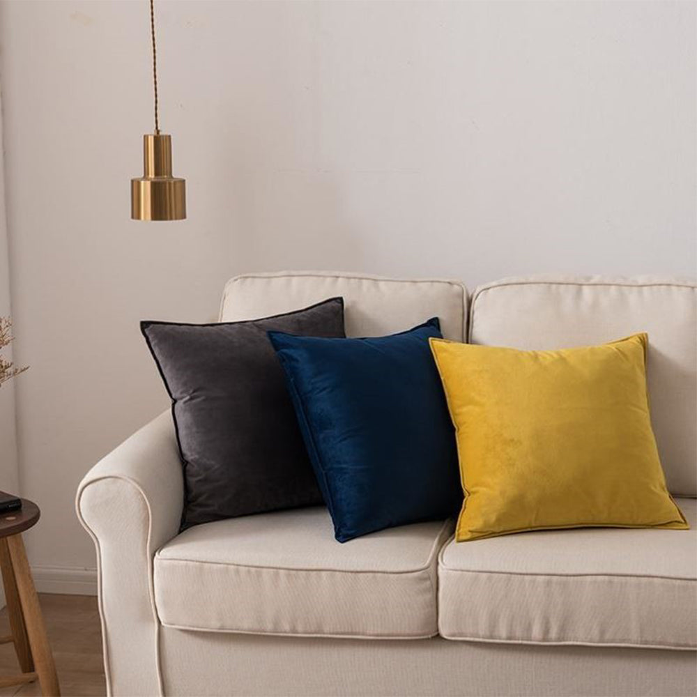 Square Cotton Velvet Pillow (With/Without Inserts) 20x20 inches, pack of 2 throw pillows