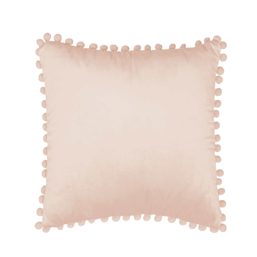 20''x20'' velvet pom-pom throw pillow | 7 colors soft & playful ball trim design | fun couch & bedroom accent | insert included