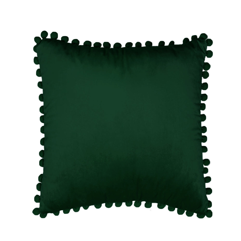 20''x20'' velvet pom-pom throw pillow | 7 colors soft & playful ball trim design | fun couch & bedroom accent | insert included