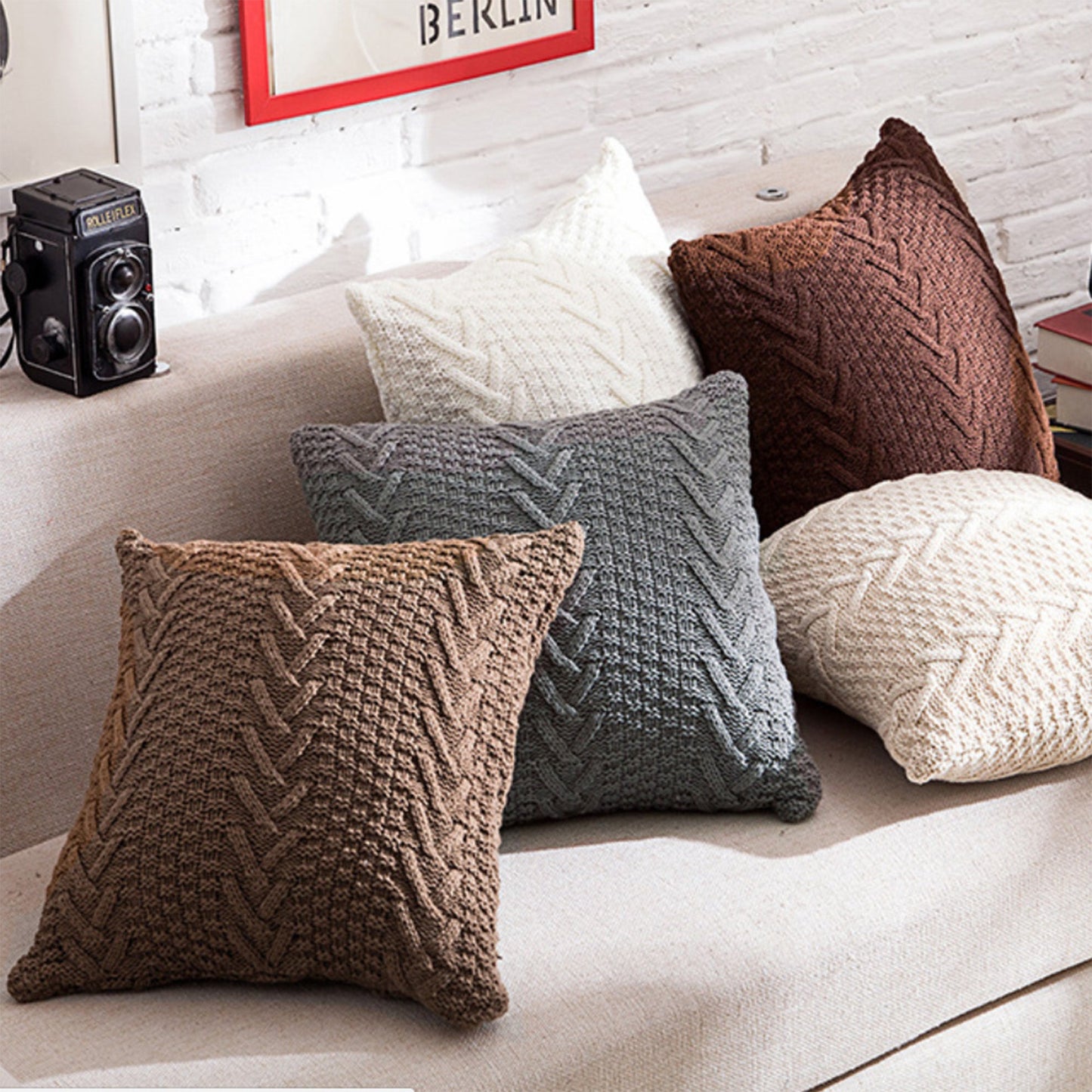Set of 2 Beautiful combination Pillow Covers AND Inserts mixed colors, one of each