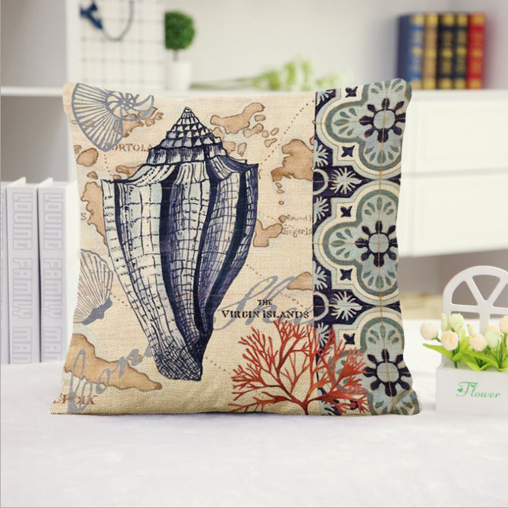 Set of 2 Square Cloth Throw Pillow Covers Ocean themes 18"x18"(With or Without Inserts)