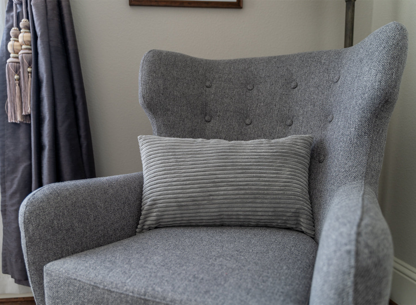 Stripe Throw Pillow (With Insert) 4 size options Elevate your decor with our opulent throw pillow, complete with a premium insert. Crafted from luxurious velvet, it exudes an air of sophistication and offers a soft touch.