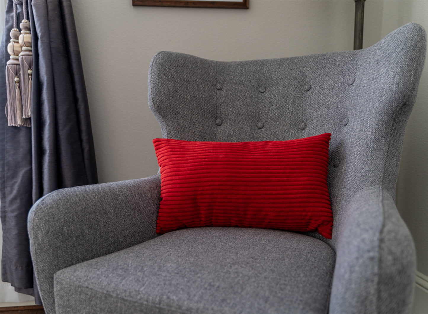 Stripe Throw Pillow (With Insert) 4 size options Elevate your decor with our opulent throw pillow, complete with a premium insert. Crafted from luxurious velvet, it exudes an air of sophistication and offers a soft touch.