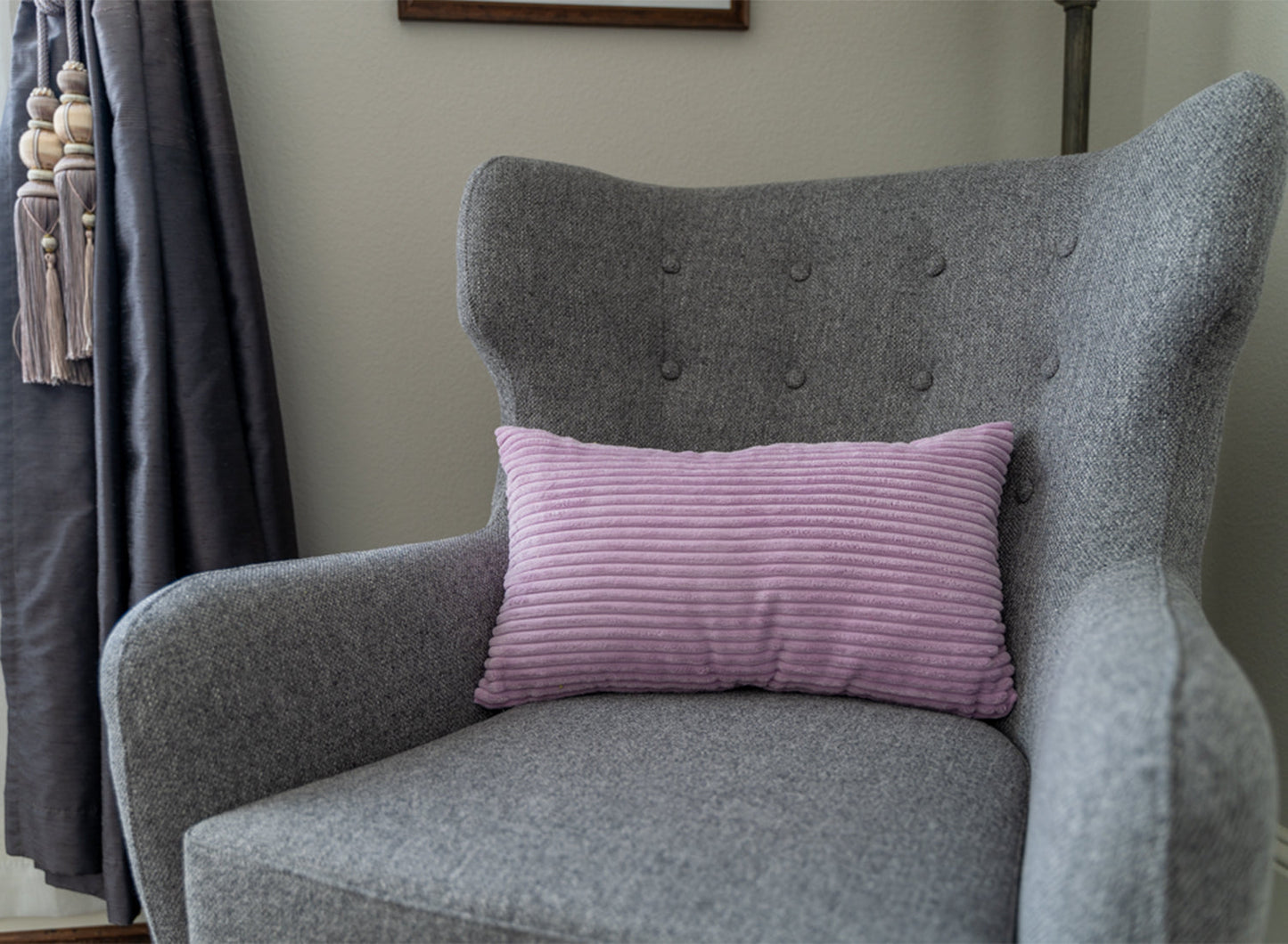 Stripe Throw Pillow (With Insert) 4 size options Elevate your decor with our opulent throw pillow, complete with a premium insert. Crafted from luxurious velvet, it exudes an air of sophistication and offers a soft touch.