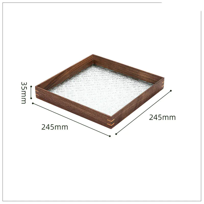Solid Wood Begonia Glass Tea Tray & Jewelry Box